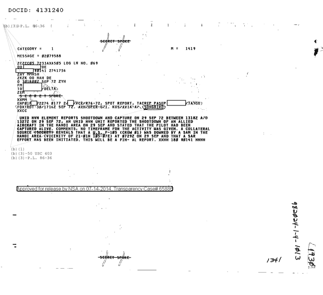  UNIDENTIFIED NVN ELEMENT REPORTS SHOOTDOWN AND CAPTURE ON 29 SEPTEMBER 1972 1930.PDF
