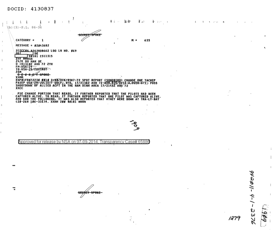  POSSIBLE SHOOTDOWN OF ALLIED AIRCRAFT IN THE NAM DINH AREA 17-2145Z AUGUST 1972, CHANGE ONE 1910.PDF