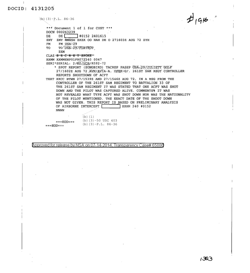  261ST SAM REGIMENT CONTROLLER REPORTS SHOOTDOWN OF AIRCRAFT 1916.PDF