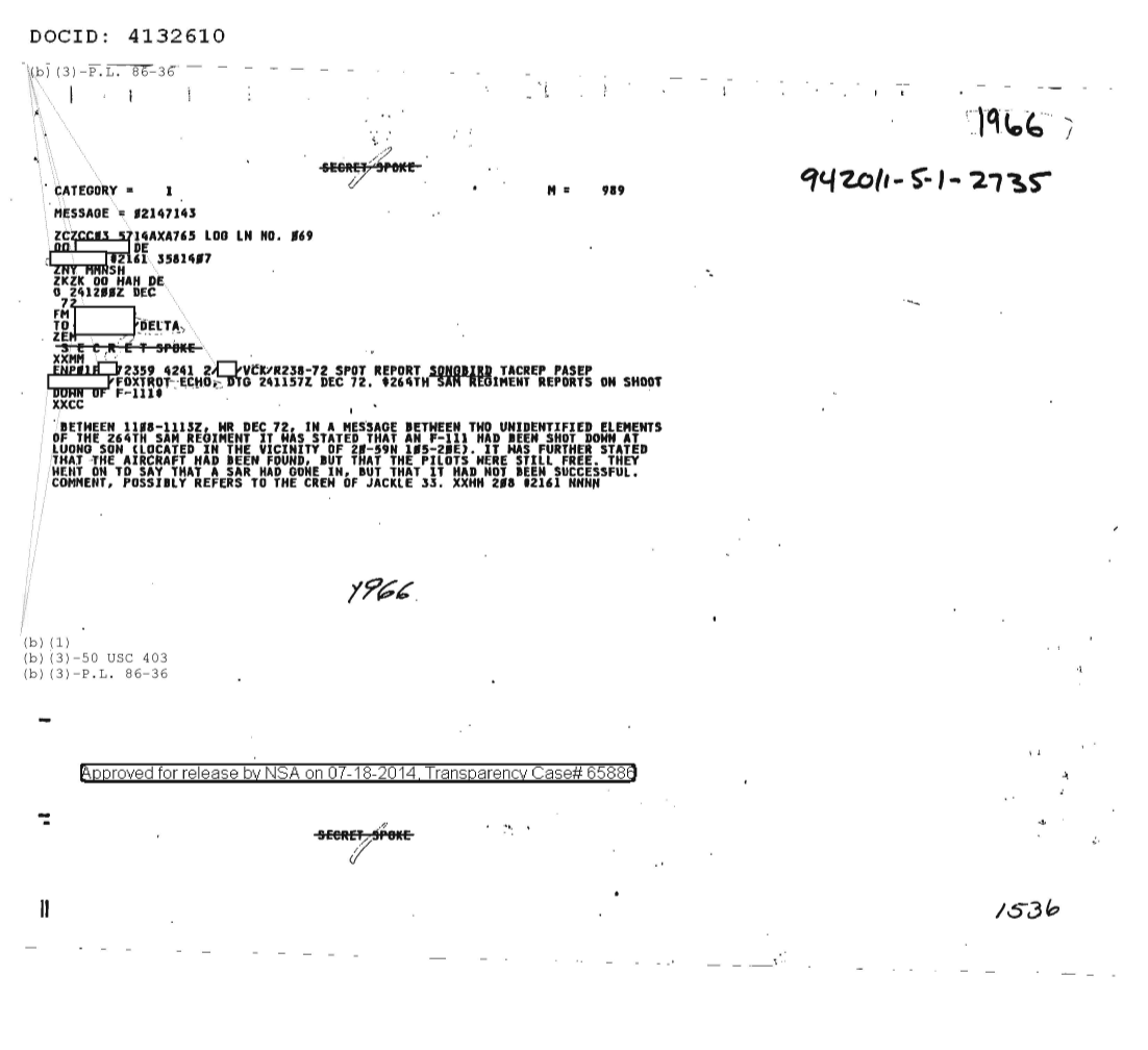  264TH SAM REGIMENT REPORTS ON SHOOTDOWN OF F-111 1966.PDF