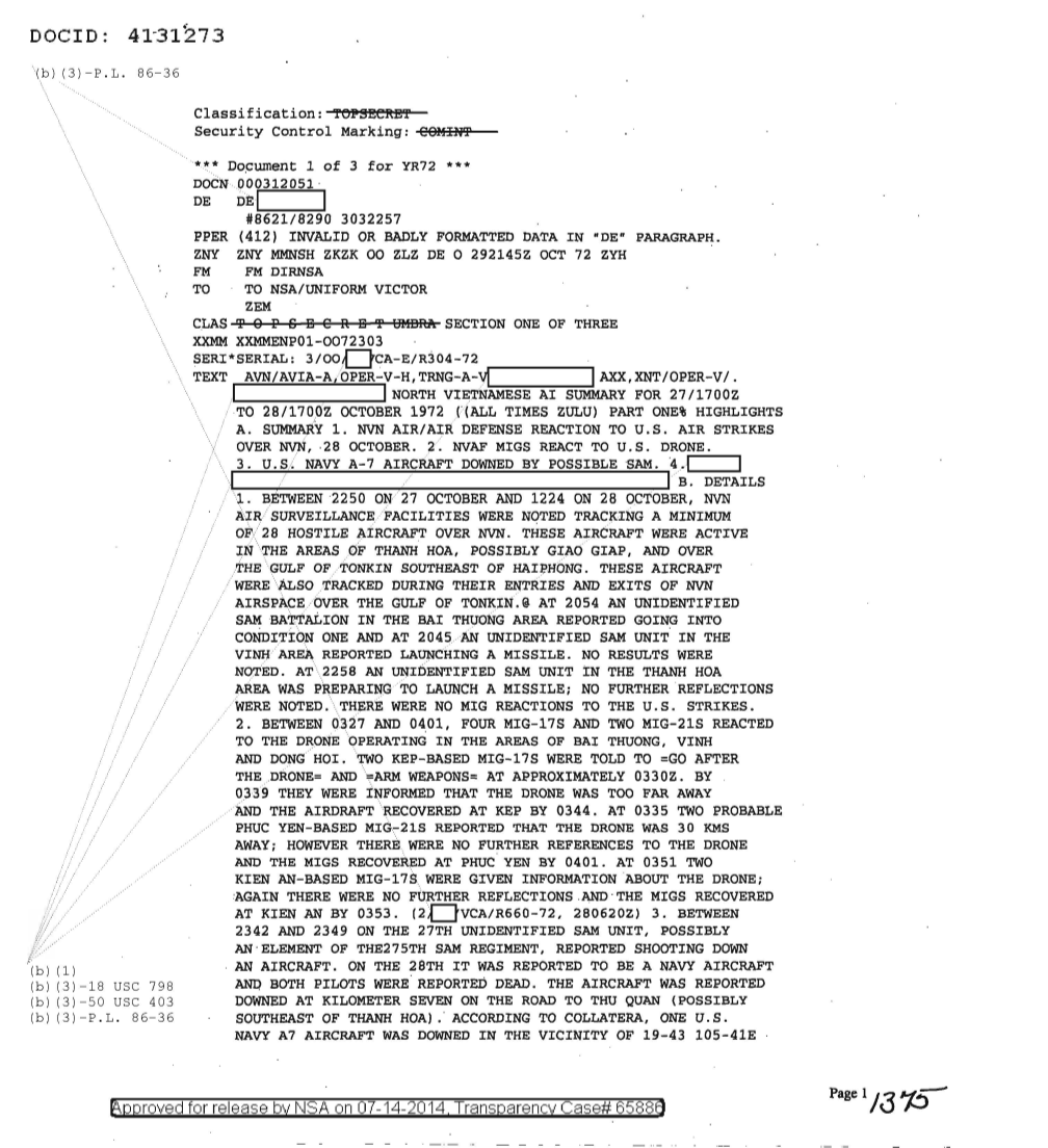  NORTH VIETNAMESE AIR SUMMARY FOR 27-1700Z TO 28-1700Z OCTOBER 1972 1940.PDF