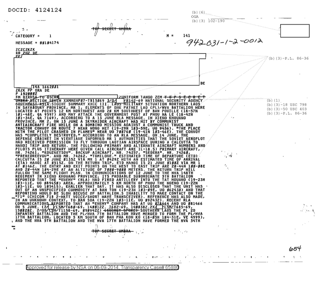  National Security Agency Southeast Asia SIGINT Summary Section Seven (06/13/1969)