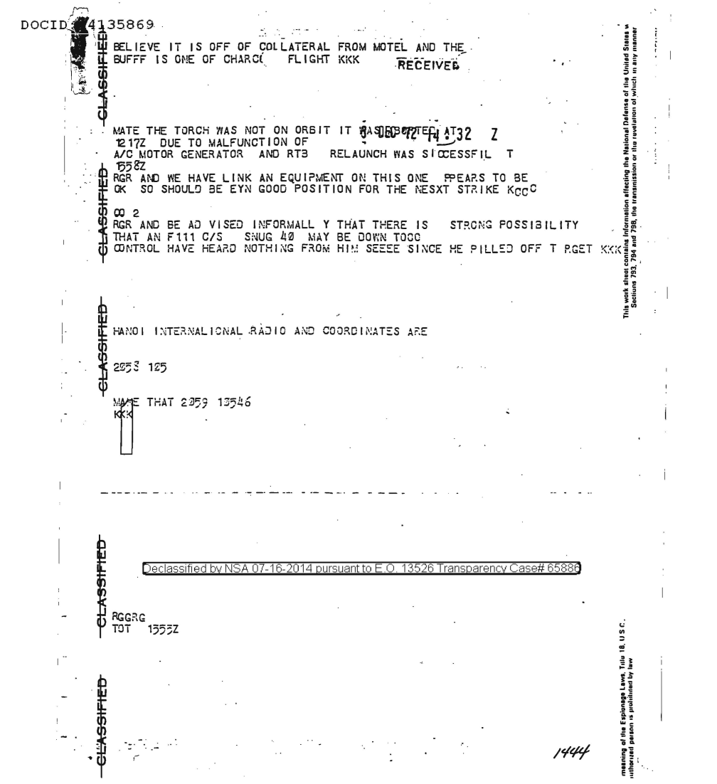  OPSCOM Traffic Concerning NVN (11/28/1972)