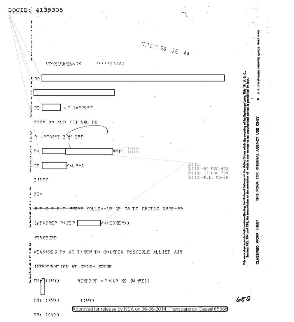  Measures to be Taken to Counter Possible Allied Air Intervention at Crash Scene (05/18/1968)