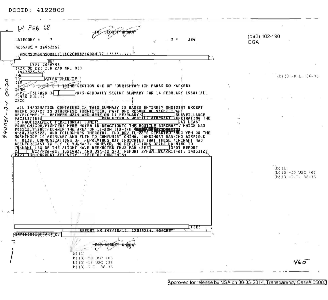  Daily SIGINT Summary for 14 February 1968 Section One of Four (02/14/1968)