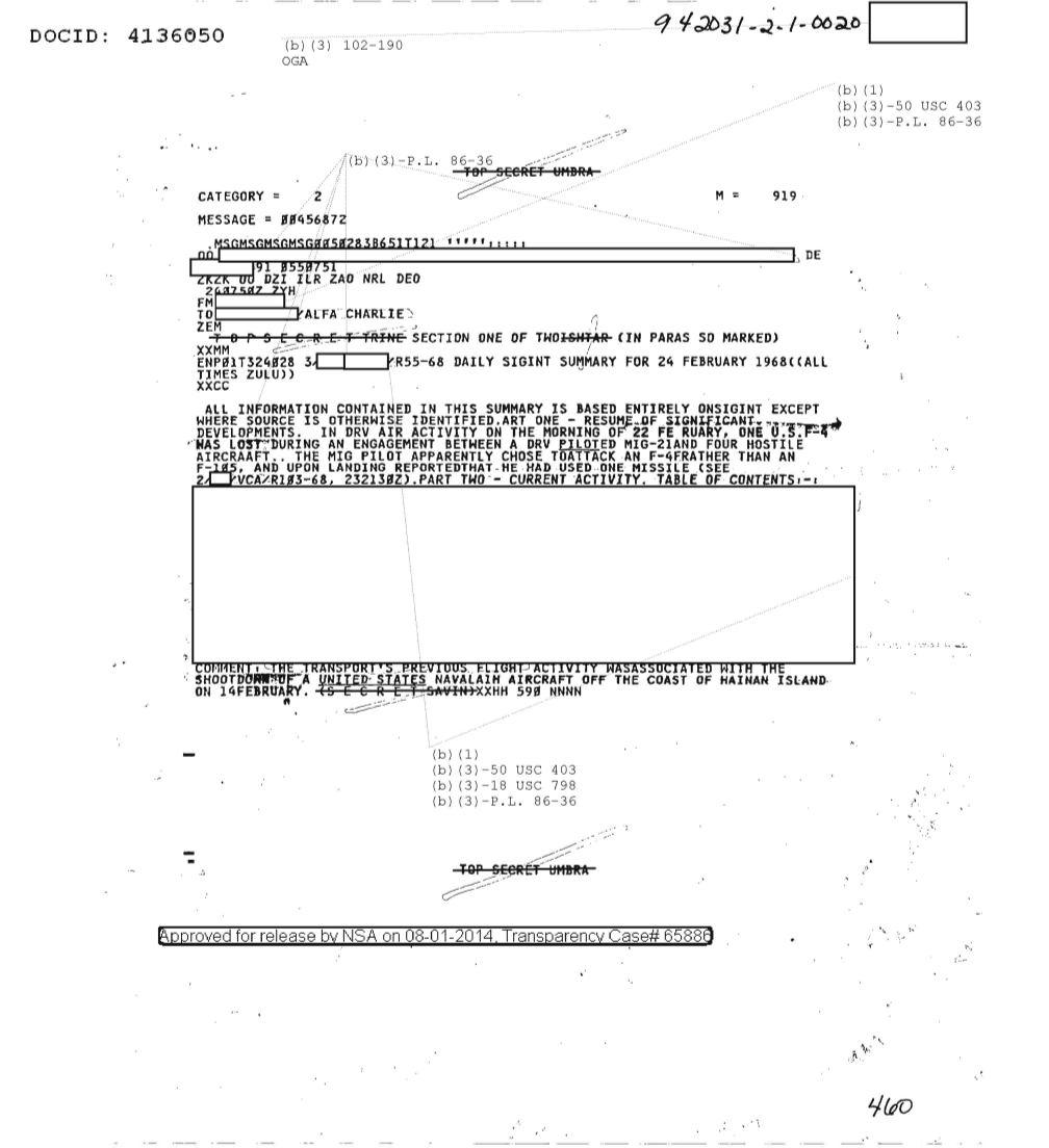  Daily SIGINT Summary for 24 February 1968 Section One of Two (02/14/1968)