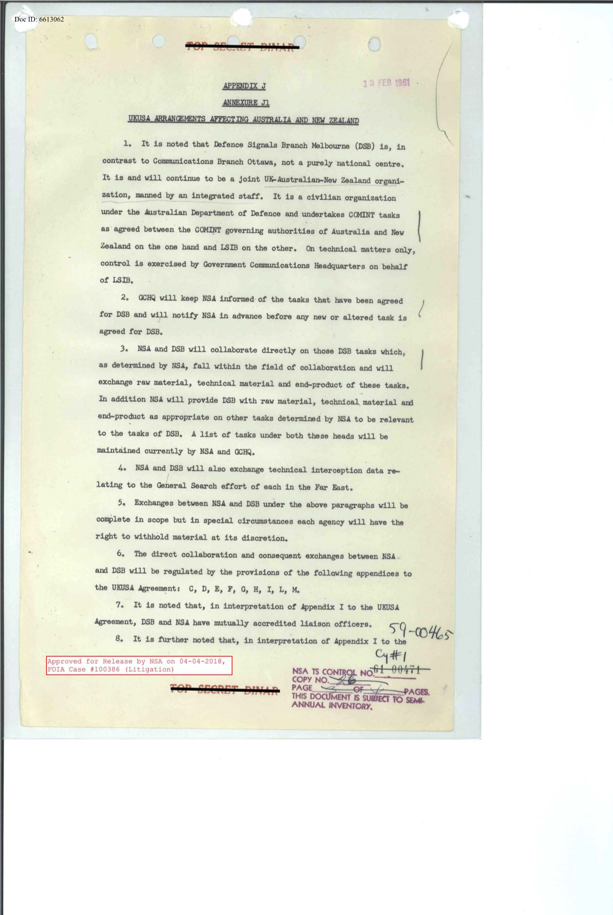  UKUSA_ARRANGEMENTS_AFFEECTING_AUSTRALIA_AND_NEW_ZEALAND_APPENDIX_J_ANNEXURE_J1_13_FEBRUARY_1961.PDF