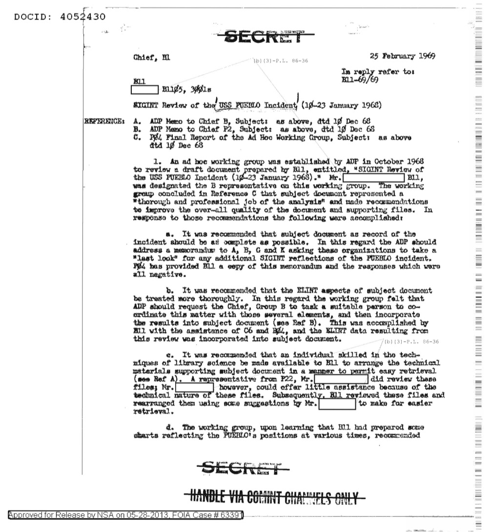  SIGINT REVIEW OF THE USS PUEBLO INCIDENT (10-23 JANUARY 1968) (DOC ID 4052430).PDF