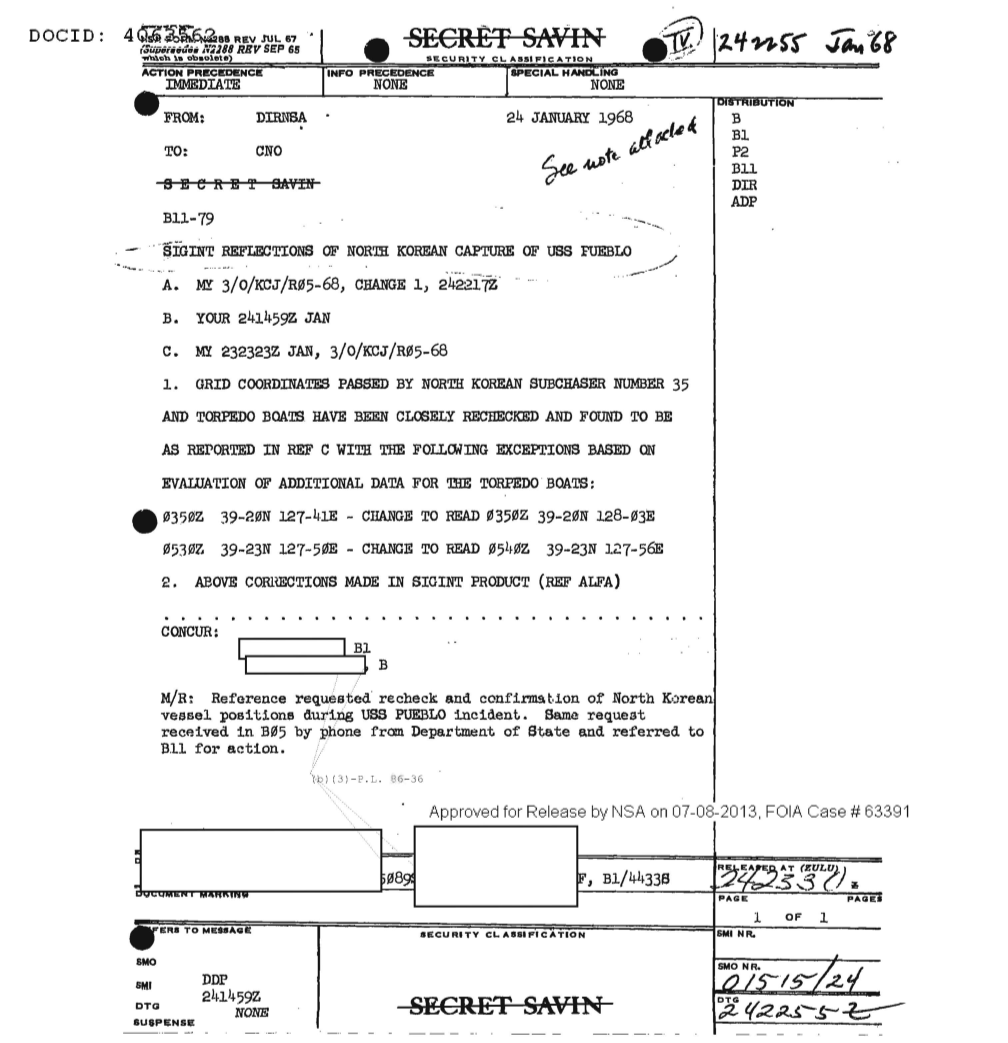  SIGINT REFLECTIONS OF NORTH KOREAN CAPTURE OF USS PUEBLO (DOC ID 4063562).PDF