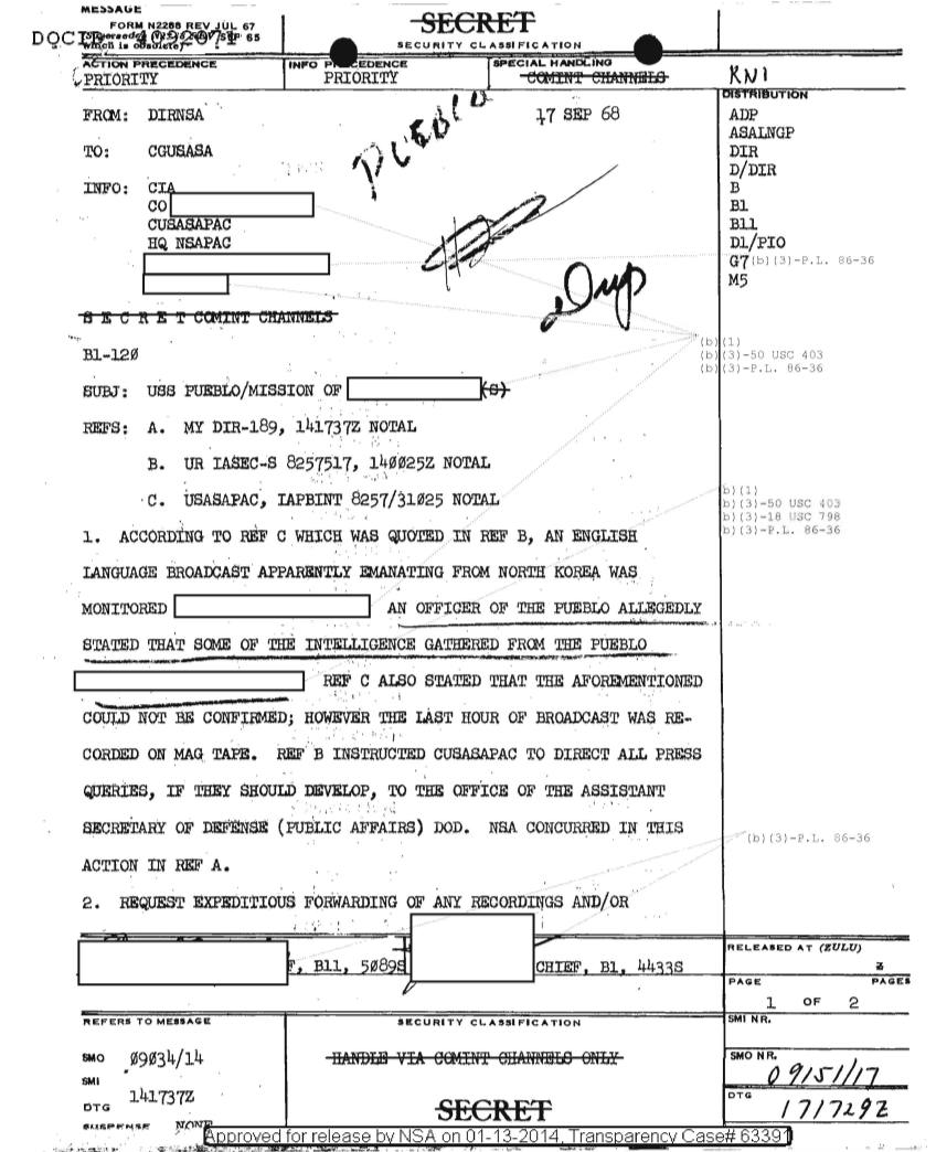  USS PUEBLO - HANDLING OF PRESS QUERIES RE NK BROADCAST (DOC ID 4092071).PDF