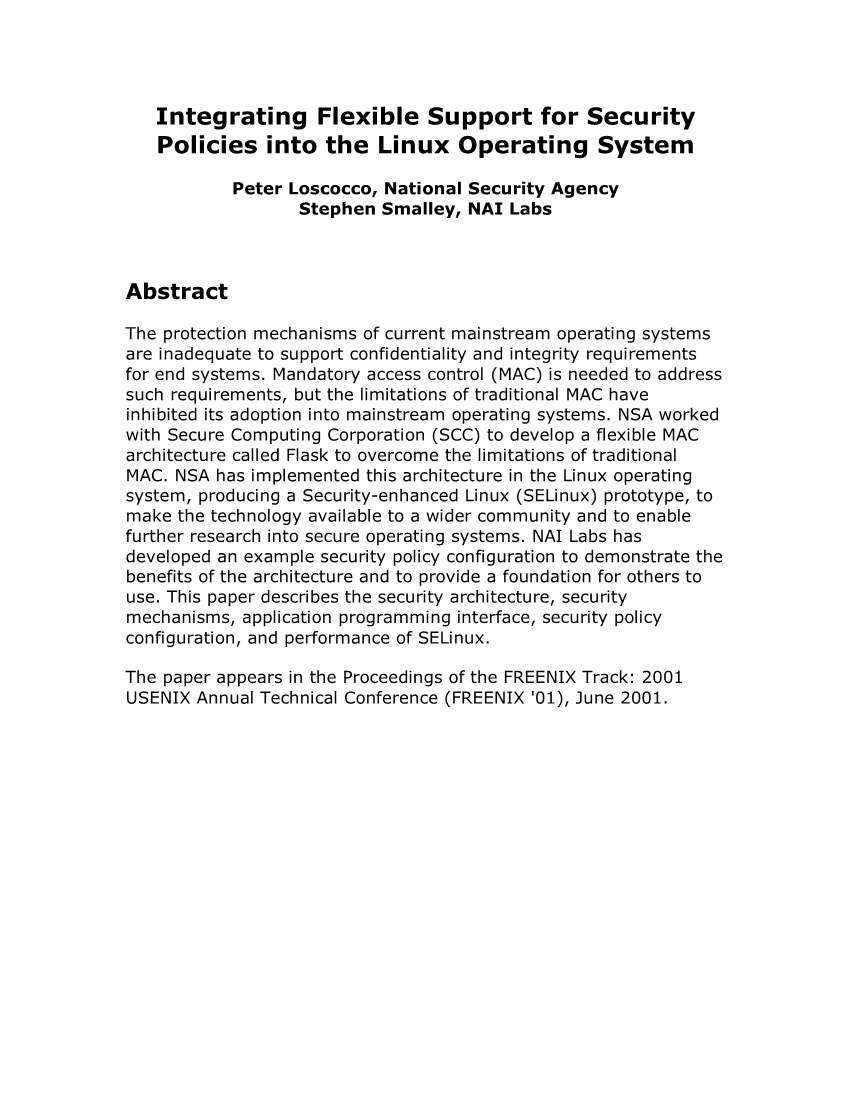  FLEXIBLE-SUPPORT-FOR-SECURITY-POLICIES-INTO-LINUX-JUN2001-ABSTRACT.PDF