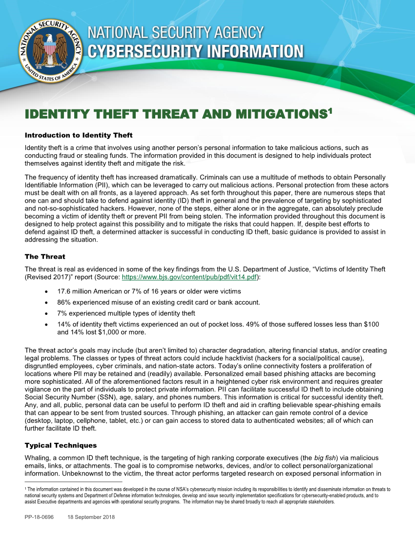  Identity Theft Threat and Mitigations