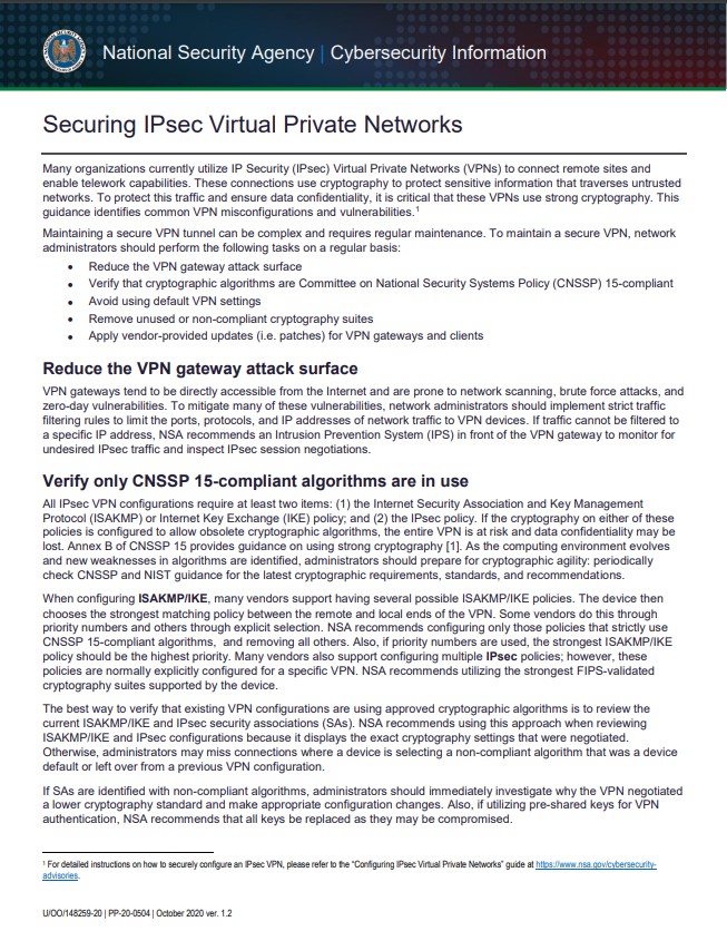  Securing IPSec Virtual Private Networks (VPNs)