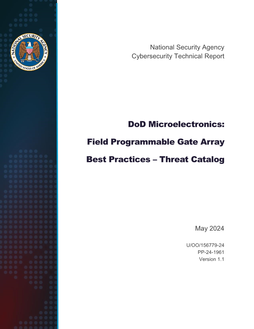  CTR: DoD Microelectronics: Field Programmable Gate Array Best Practices – Threat Catalog (May 2024 Update)