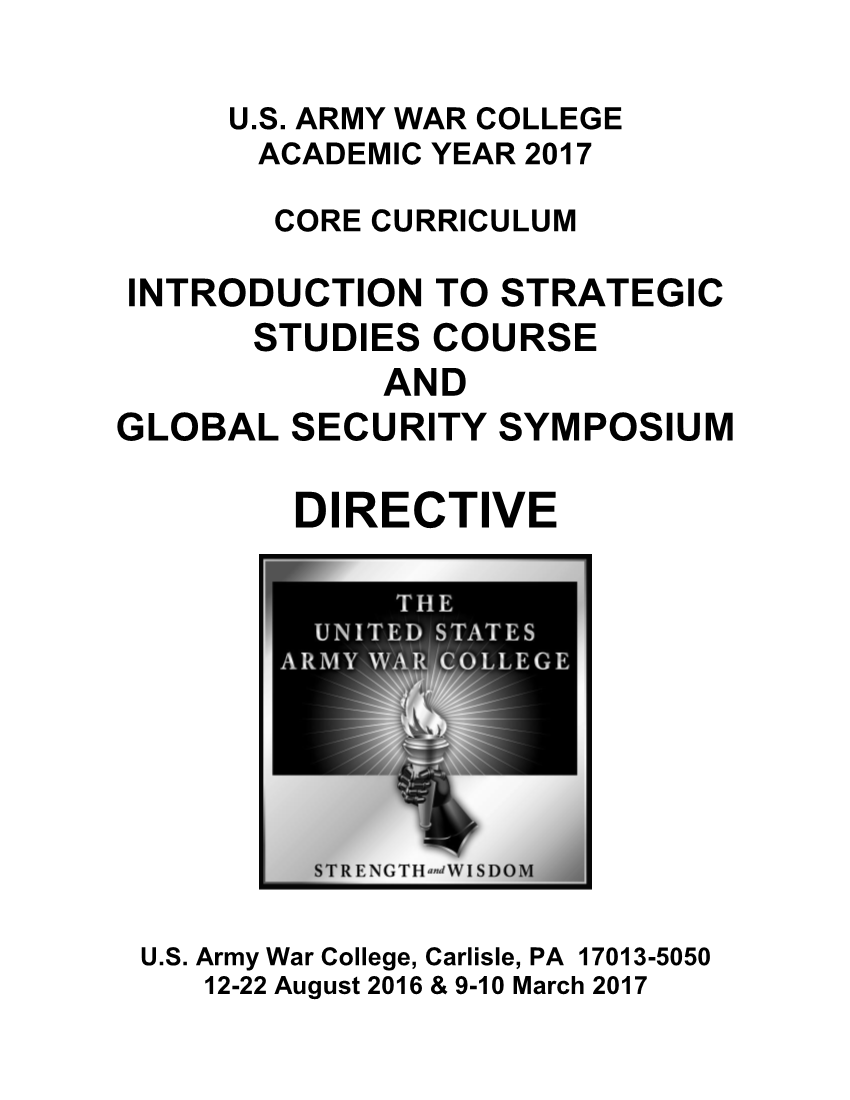  AY17 Introduction to Strategic Studies and Global Security Symposium