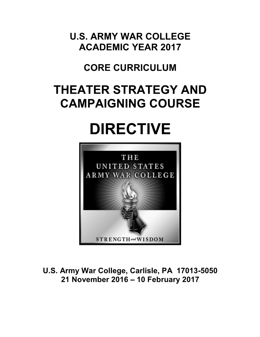  AY17 Theater Strategy and Campaigning Course Directive
