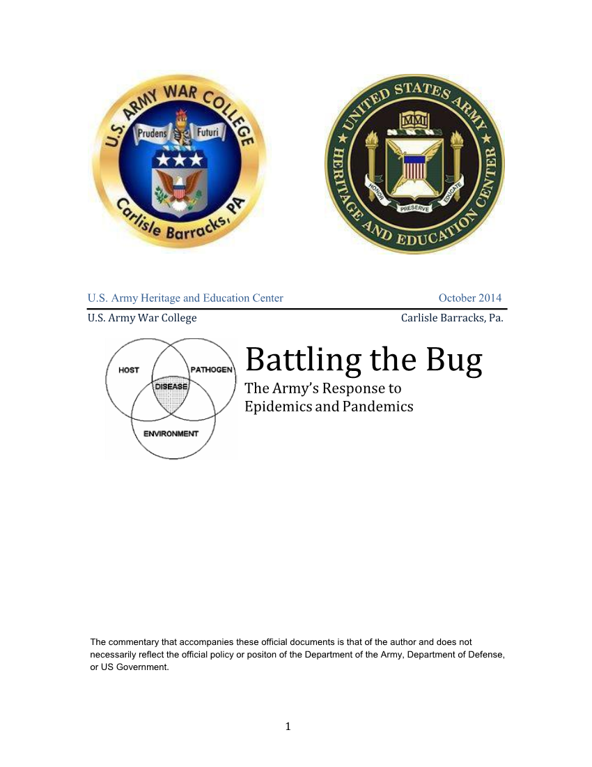  Battling the Bug: The Army's Response to Epidemics and Pandemics