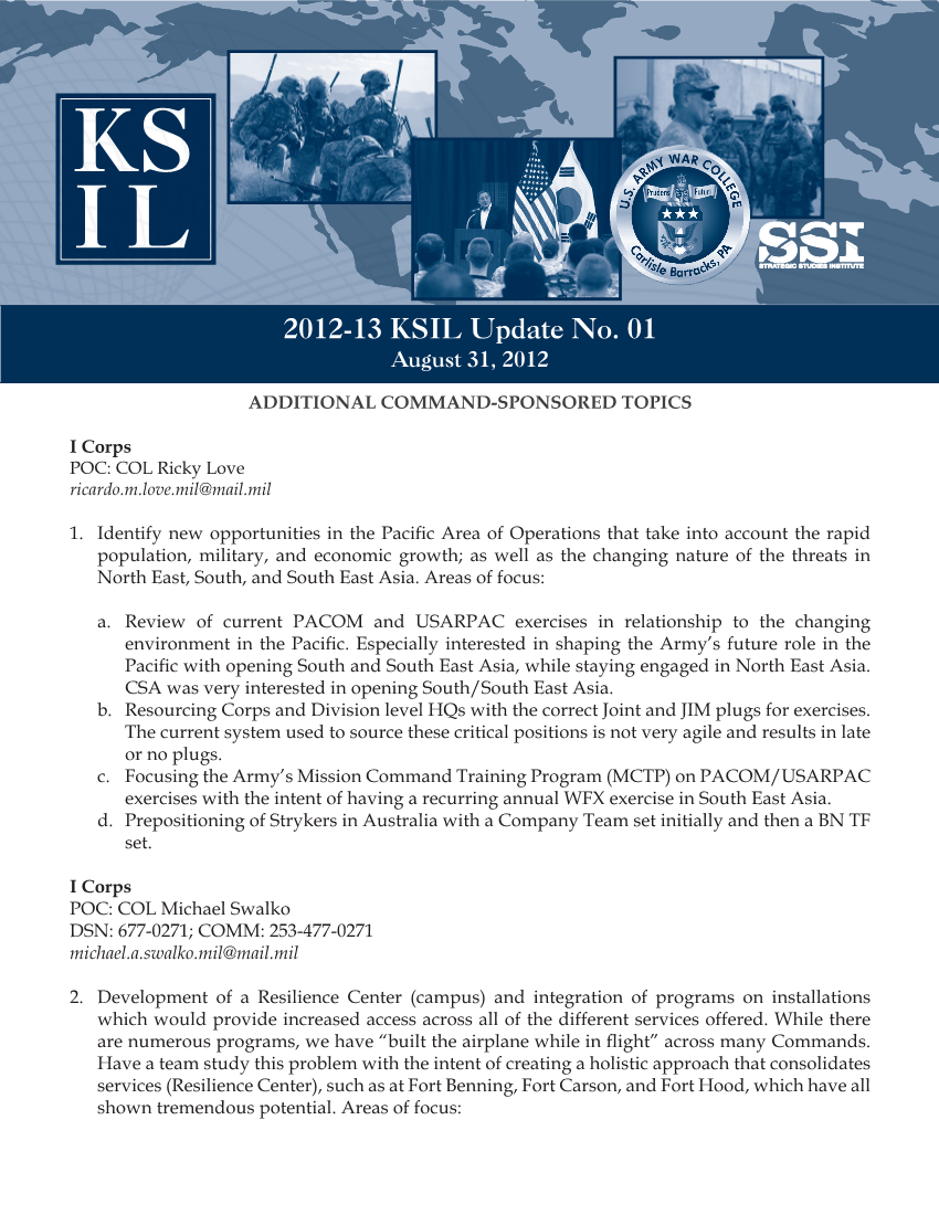  2012-13 KSIL Update No. 01