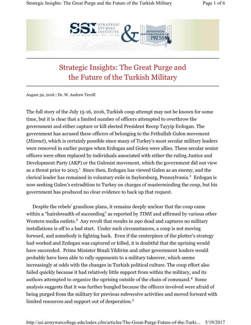  Strategic Insights: The Great Purge and the Future of the Turkish Military