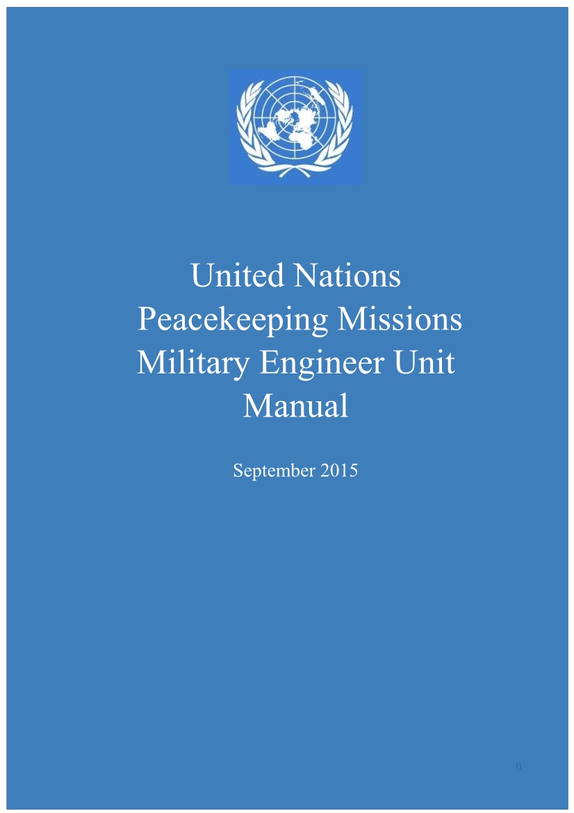  United Nations Peacekeeping Missions Military Engineers Manual