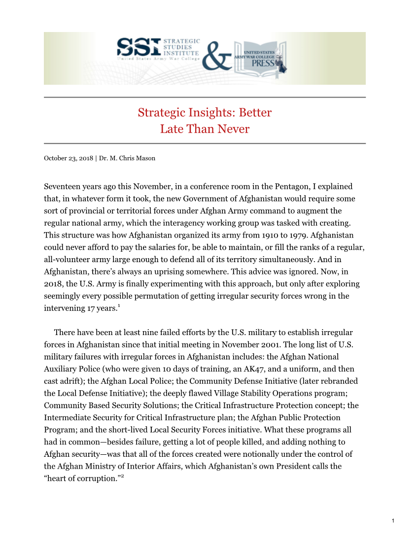  Strategic Insights: Better Late Than Never
