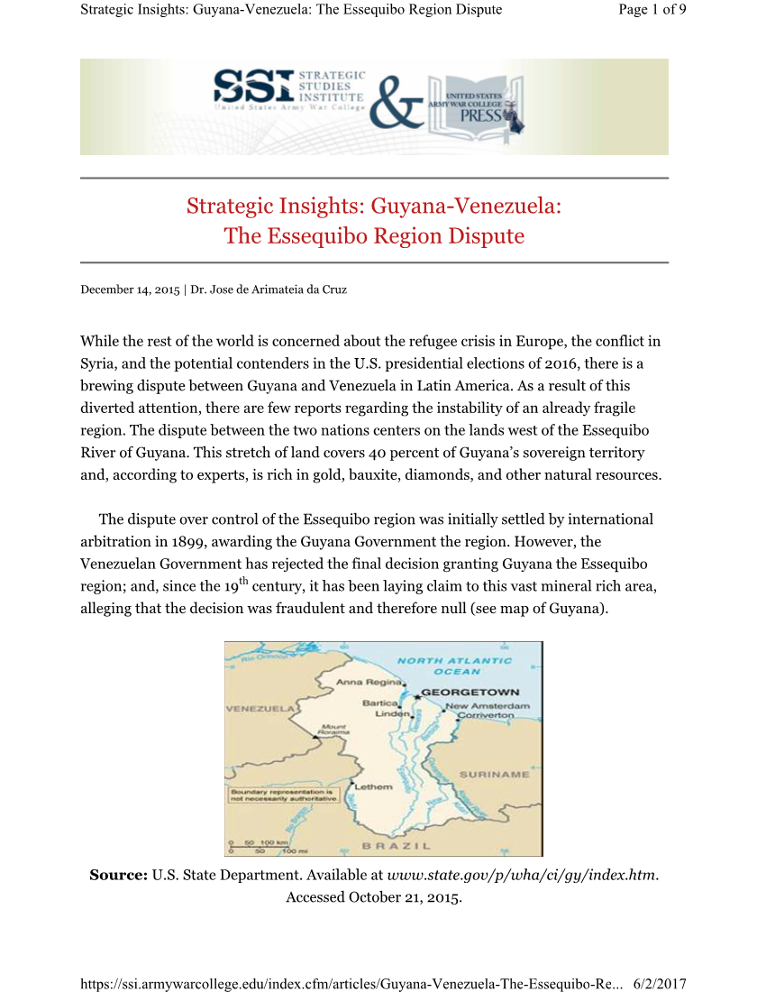  Strategic Insights: Guyana-Venezuela: The Essequibo Region Dispute