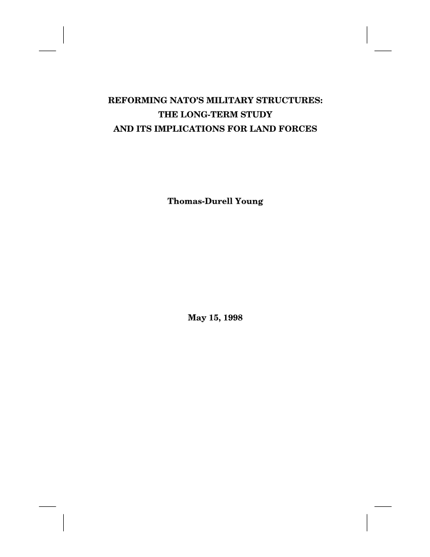  Reforming NATO's Military Structures: The Long-Term Study and Its Implications for Land Forces