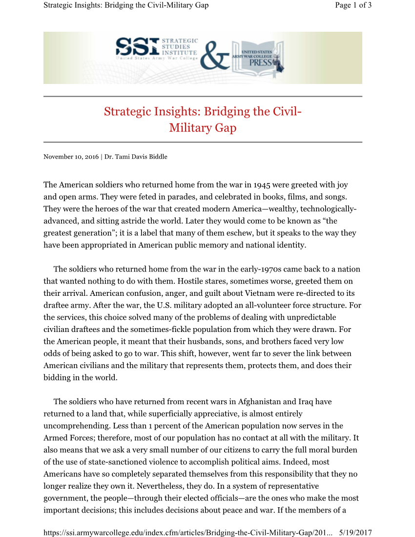  Strategic Insights: Bridging the Civil-Military Gap