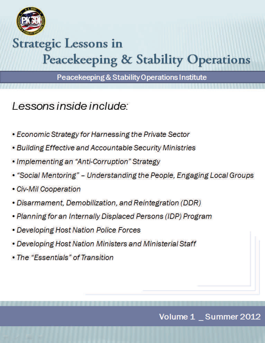  SOLLIMS Sampler - Strategic Lessons In Peacekeeping and Stability Operations_VOL1