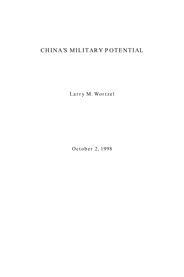  China's Military Potential