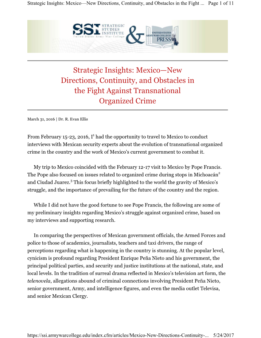  Strategic Insights: Mexico—New Directions, Continuity, and Obstacles in the Fight Against Transnational Organized Crime