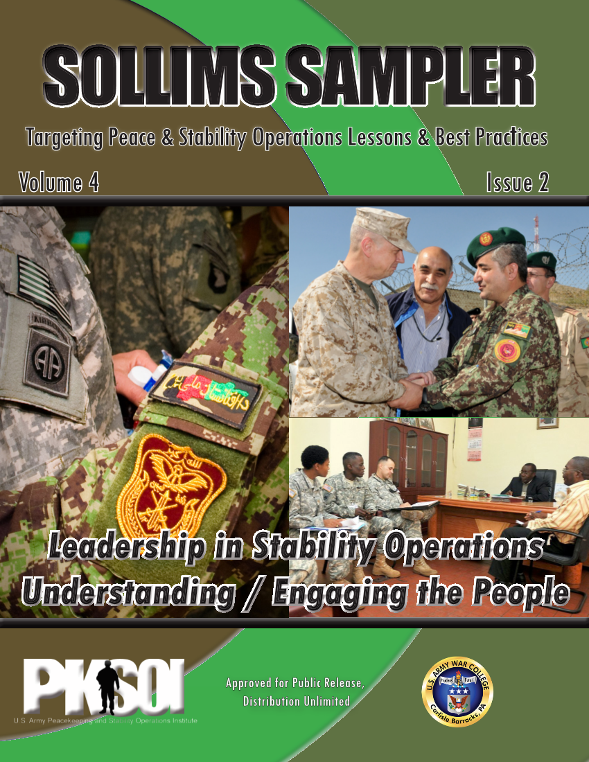  SOLLIMS Sampler - Leadership in Stability Operations: Understanding / Engaging the People