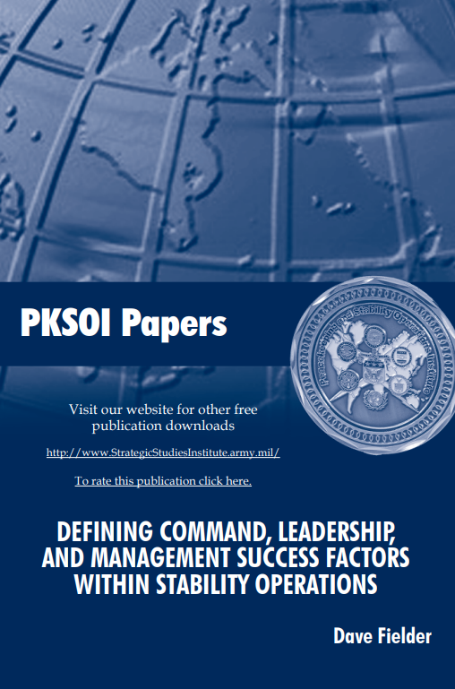  Defining Command, Leadership, and Management Success Factors within Stability Operations