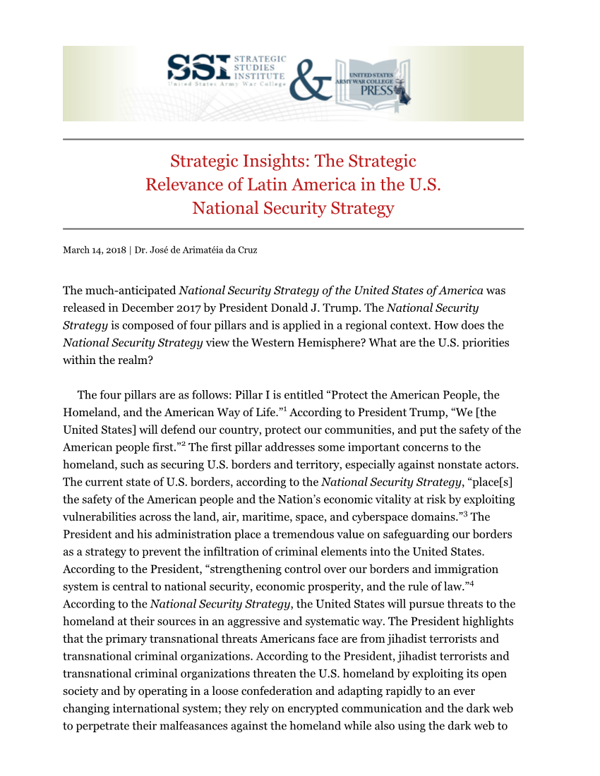  Strategic Insights: The Strategic Relevance of Latin America in the U.S. National Security Strategy