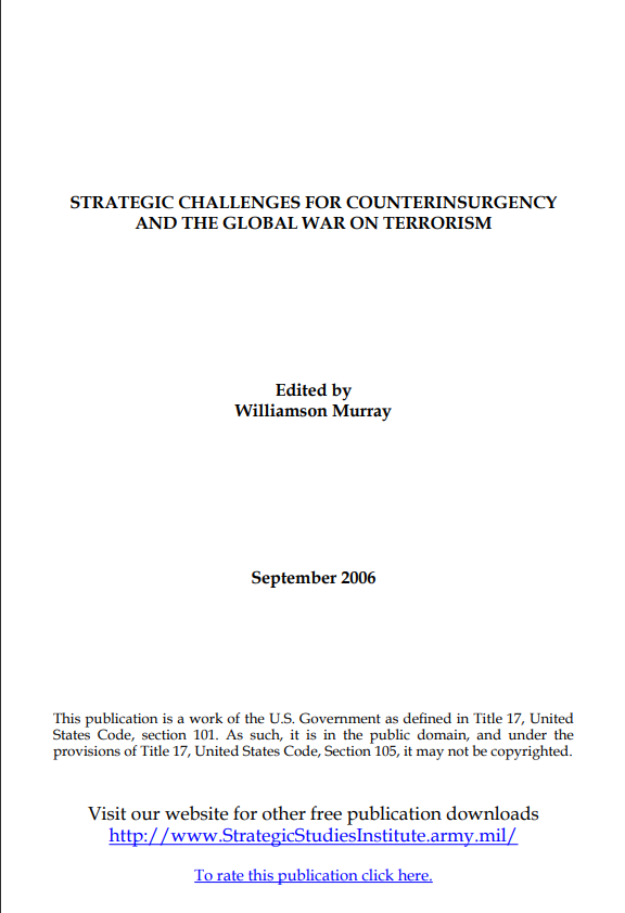  Strategic Challenges for Counterinsurgency and the Global War on Terrorism