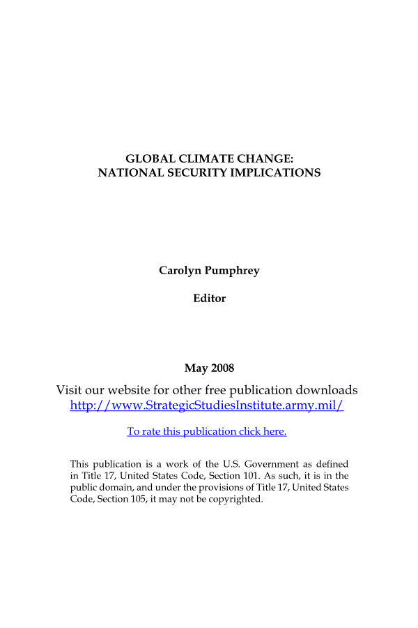  Global Climate Change National Security Implications