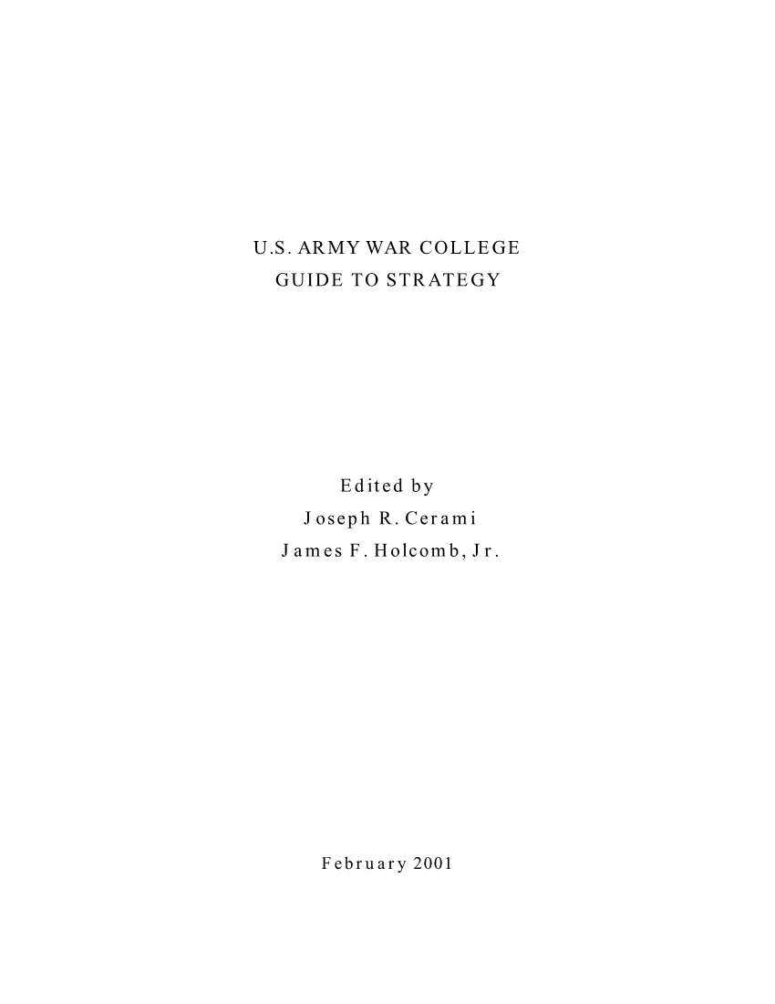  U.S. Army War College Guide to Strategy