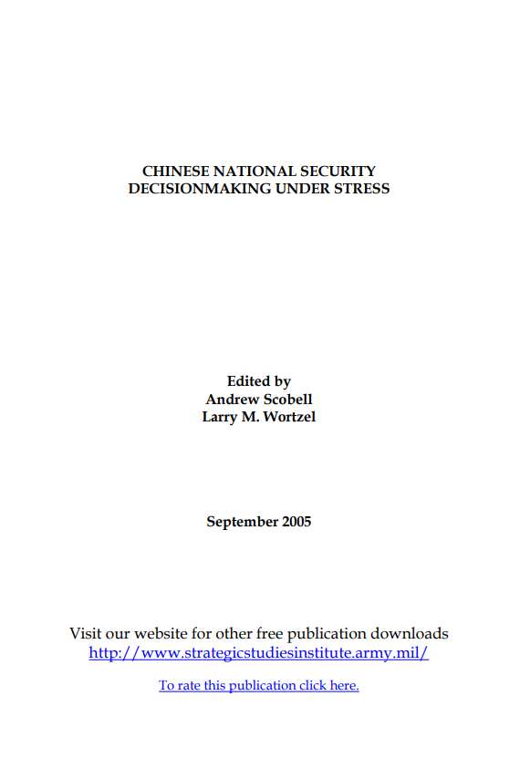  Chinese National Security: Decisionmaking Under Stress