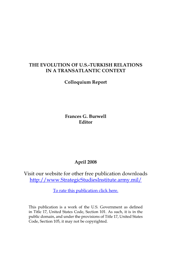  The Evolution of U.S. Turkish Relations in a Transatlantic Context