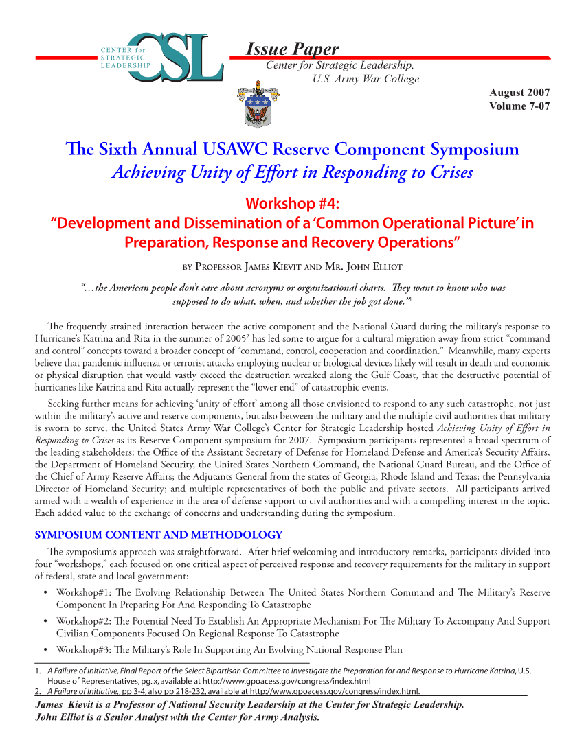  Sixth Annual Reserve Component Symposium Workshop #4