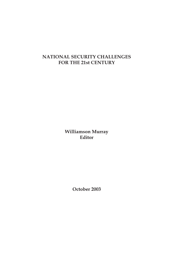  National Security Challenges for the 21st Century