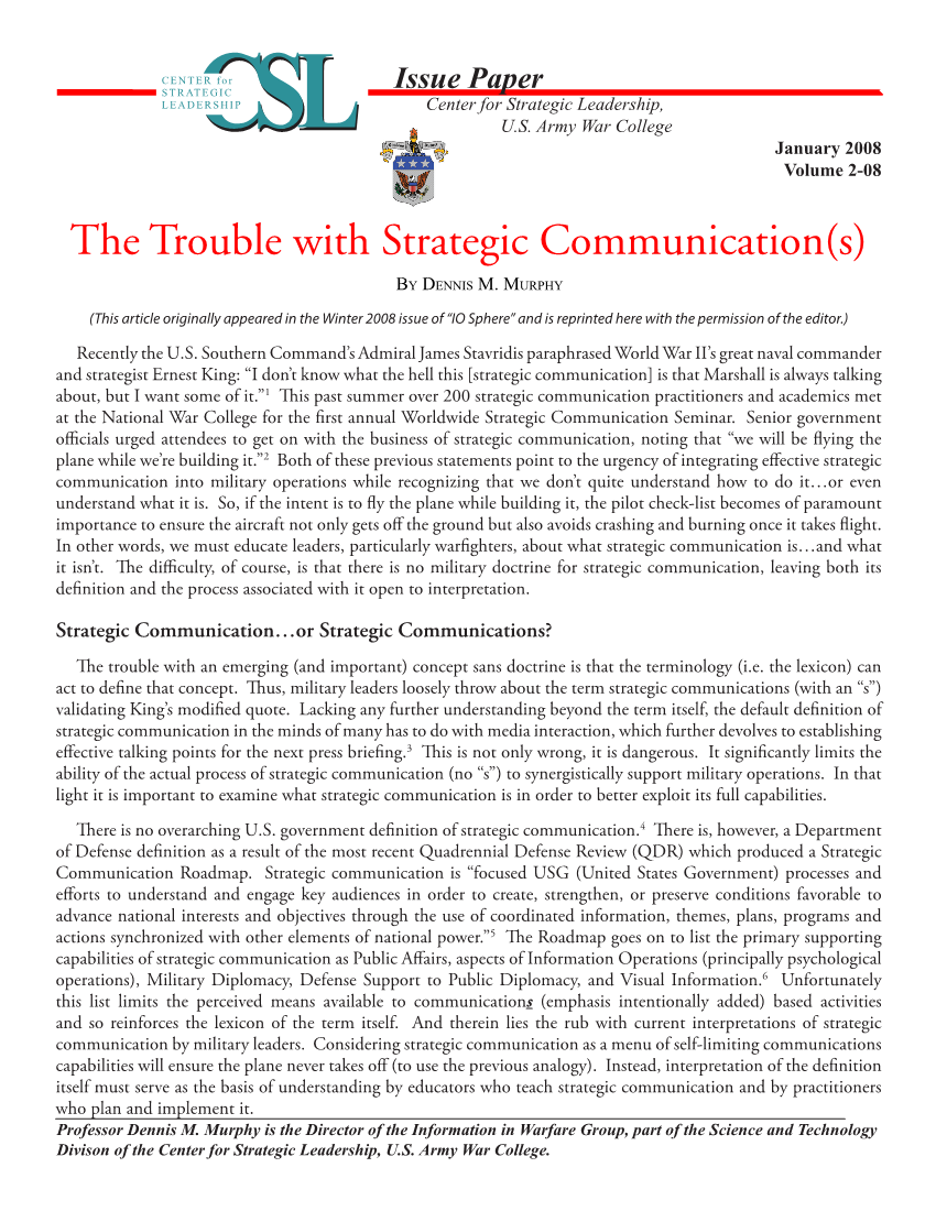  The Trouble With Strategic Communication(s)