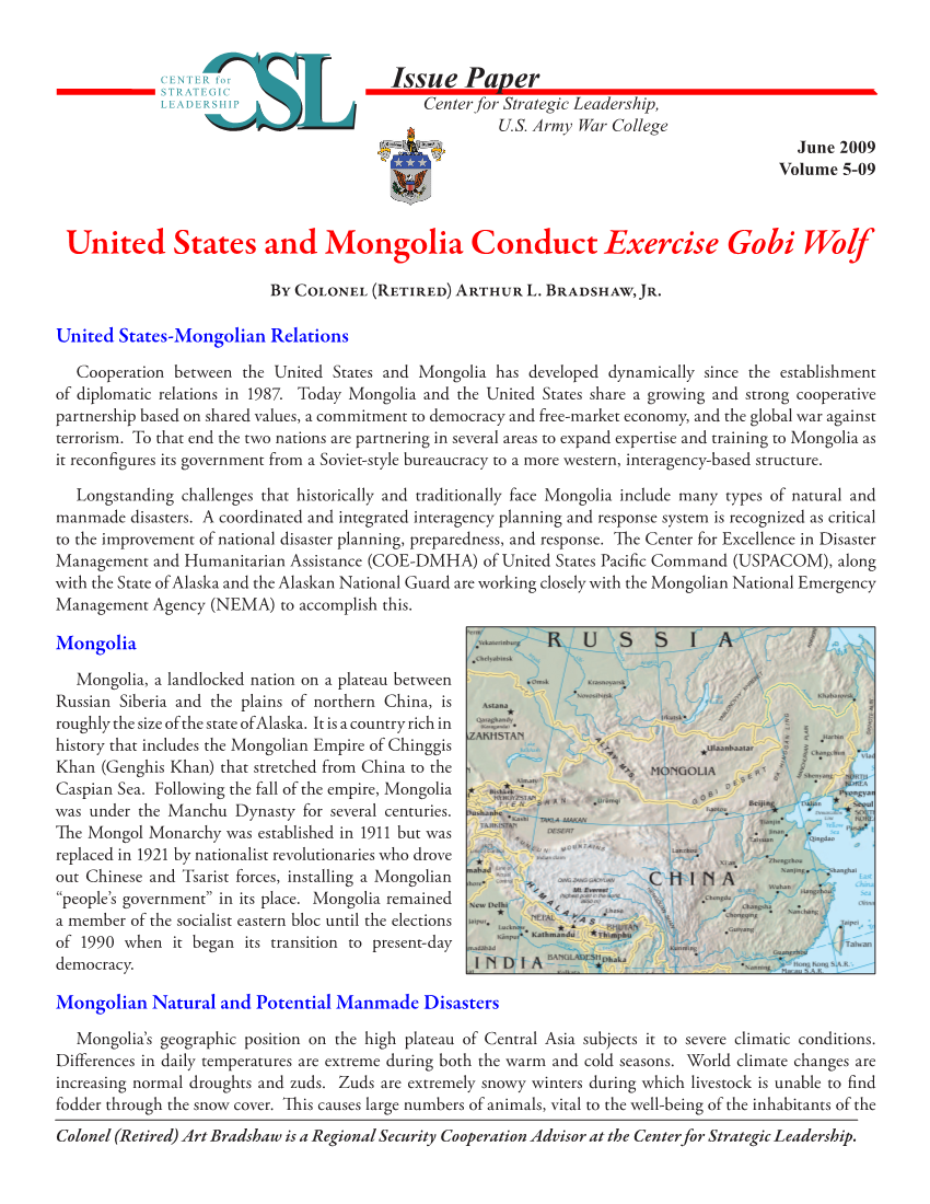  United States and Mongolia Conduct Exercise Gobi Wolf