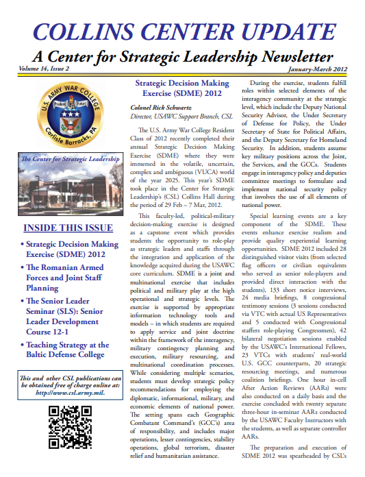  Collins Center Update, Volume 14, Issue 2 (Spring 2012)