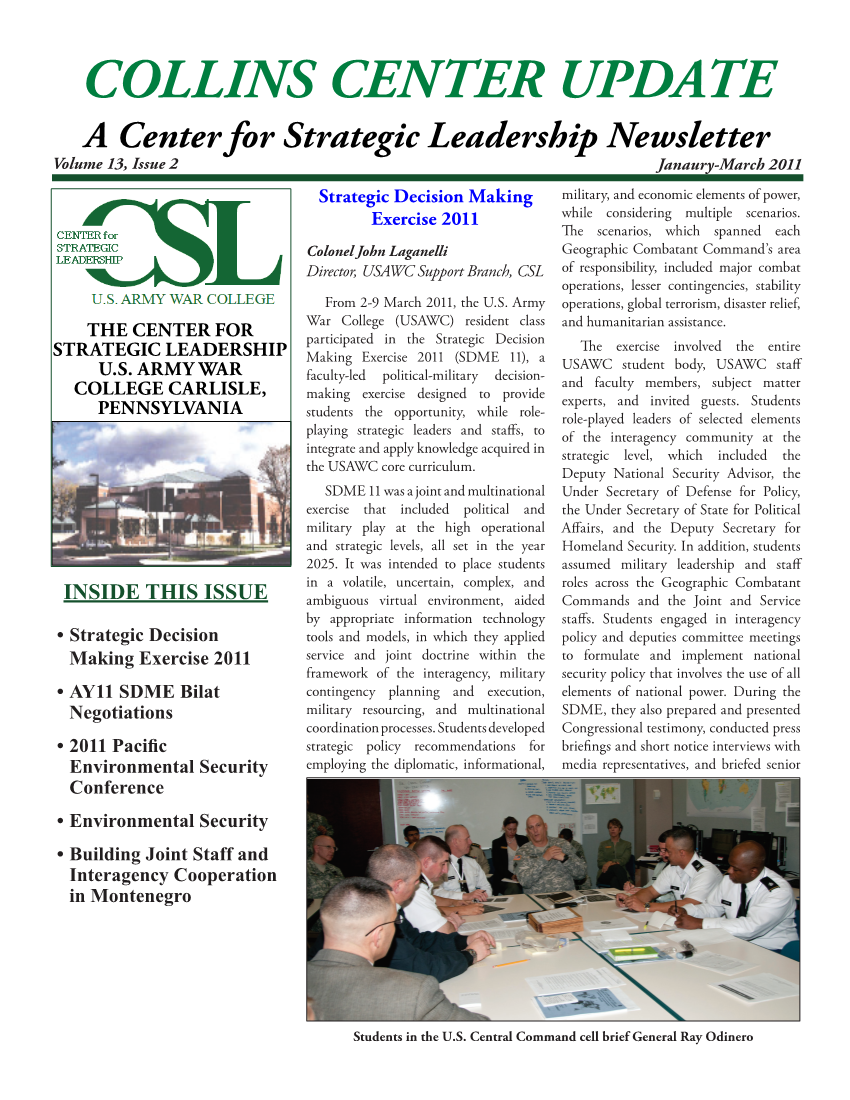  Collins Center Update, Volume 13, Issue 2 (Spring 2011)
