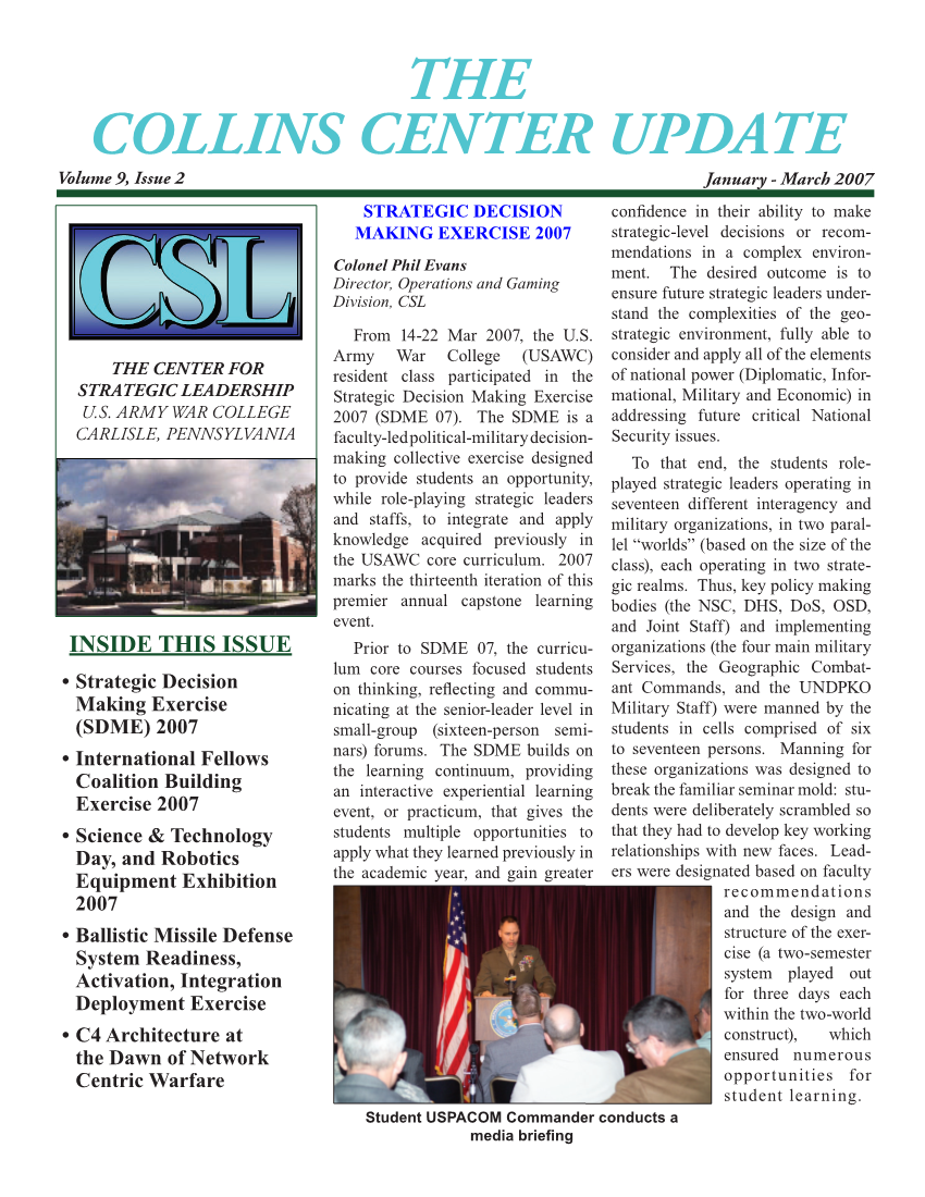  Collins Center Update Vol 9, Issue 2