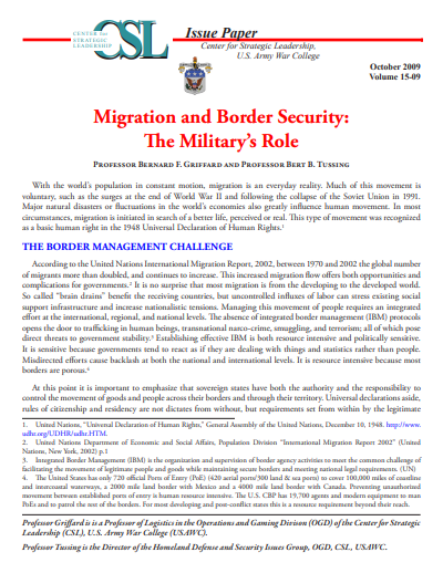  Migration and Border Security: The Military's Role