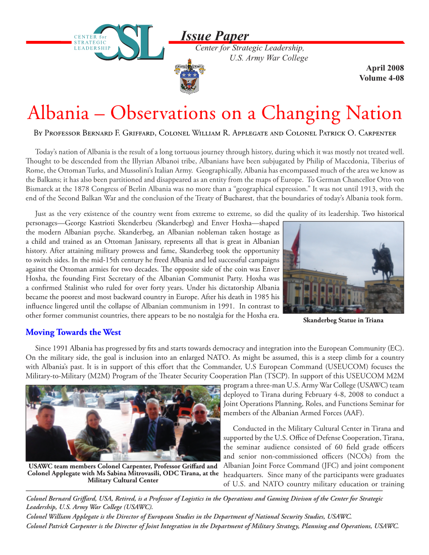  Albania - Observations on a Changing Nation