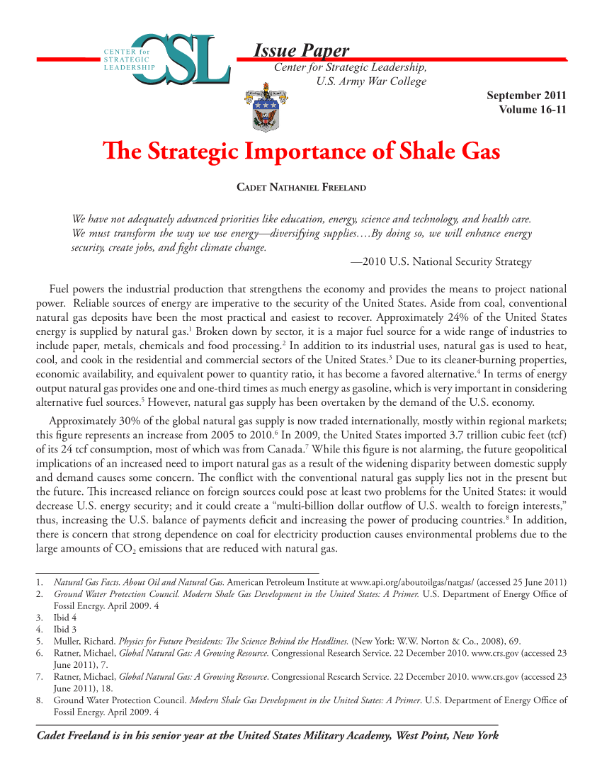  The Strategic Importance of Shale Gas