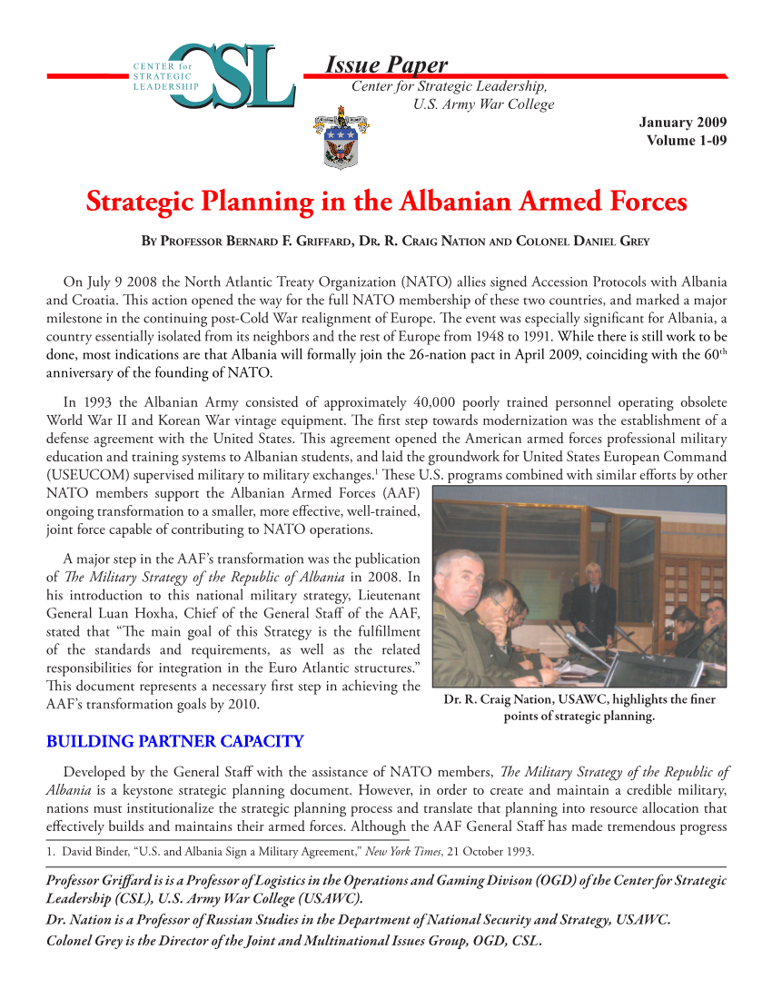  Strategic Planning in the Albanian Armed Forces